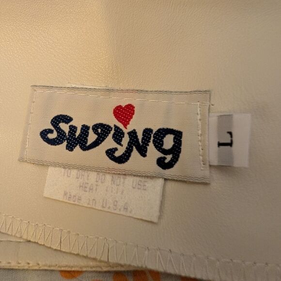 Vintage 90s does 70s white pleather‎ mini skirt women's size large - Picture 2 of 7